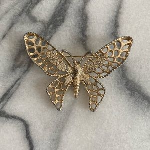 Madame Butterfly Brooch Vintage Sarah Coventry Gold Tone Pin Signed